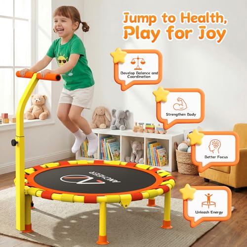 Image of ANCHEER 38'' Indoor Toddler Trampoline for Kids, Foldable with T-Handle