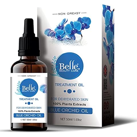 Blue Orchid Oil, Non Greasy Face Oil Treatment, Dehydrated Skin, Blue Orchid Face Oil Treatment, Normal to Dry Skin, 50mL,1.69oz By BELLE Cover