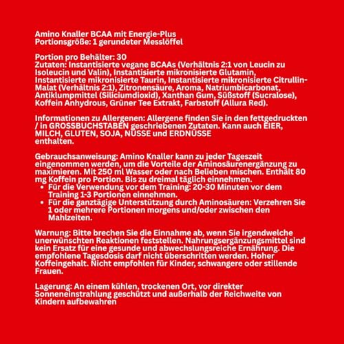 Warrior Amino Blast BCAA-Pulver 270 g (Erdbeer-Kiwi) – Aminosäuren-Supplement mit Koffein, Taurin, Glutamin– zucker- & kohlenhydratfrei – Pre- & Intra-Workout Drink für Muskelaturaufbau & Energie