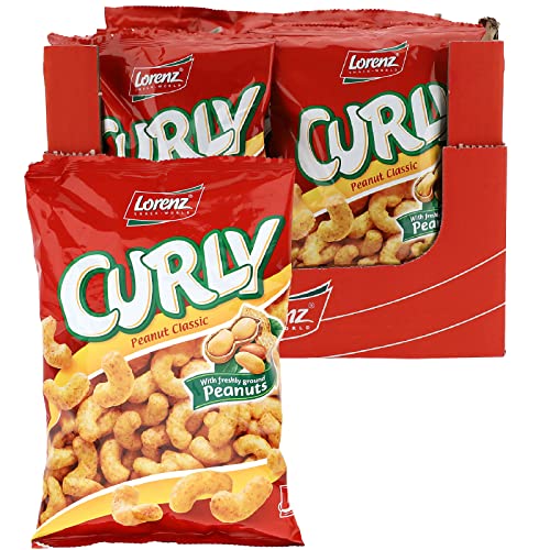 18 bolsas SNACK de maíz LORENZ CURLY PEANUT CLASSIC con cacahuetes 60 g SNACK PERO