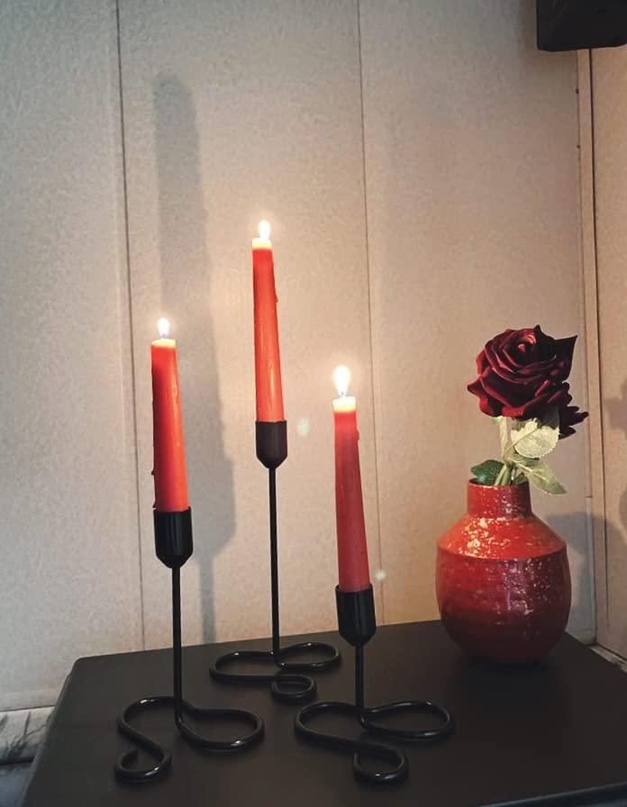 Amishi Blissful Decors Set of 3 Candle Holder Tall Metal Stand Table Centerpiece Candle Holder for Christmas Diwali New Year Celebration Set of -3 (Black) (B0C6M18DYQ) Amazon Price History, Amazon Price Tracker
