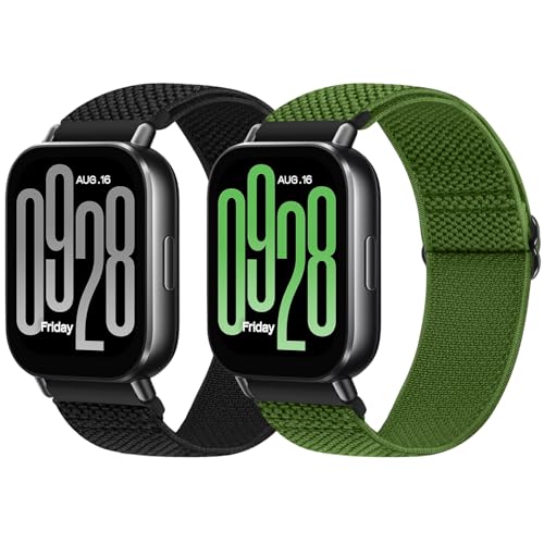 Relting 2 Pack Elastic Watch Band Compatible with Redmi Watch 5 Active/Redmi Watch 5 Lite/Garmin Vivoactive 4/Venu 3/Venu 2, 22mm Quick Release Nylon Adjustable WristBands for Women Men