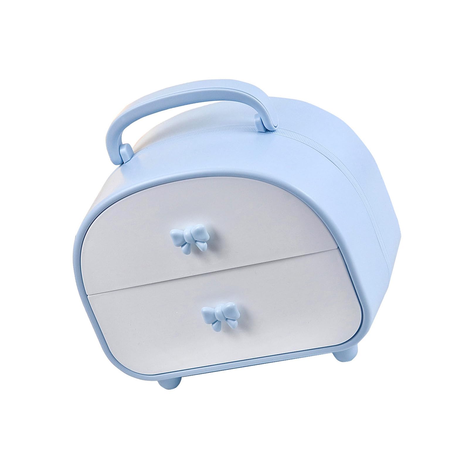 YWLUUOO Spacious Desk Organiser with 2 Drawers Multipurpose Storage Box for Stationery Makeup Tool Holder Blue Desk Organiser