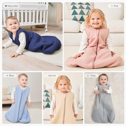 Image of Yoofoss Baby Wearable Blanket TOG 2.5 Winter Sleep Sack 18-24 Months, 100% Cotton Toddler Sleeping Sack with 2-Way Zipper Warm Quilted Sleepsack,Navy