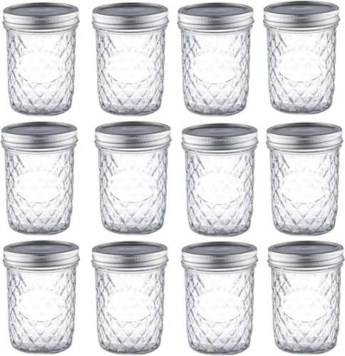 simpa 12PK 475ml/16oz Quilted Decorative Glass Mason Jars with Silver Metal Airtight Lids. Suitable for Meal Prep, Drinks, Food Storage, Canning, Dry Food, Salads and more. simpa 12PK 475ml/16oz Quilted Decorative Glass Mason Jars with Silver Metal Airtight Lids. Suitable for Meal Prep, Drinks, Food Storage, Canning, Dry Food, Salads and more.