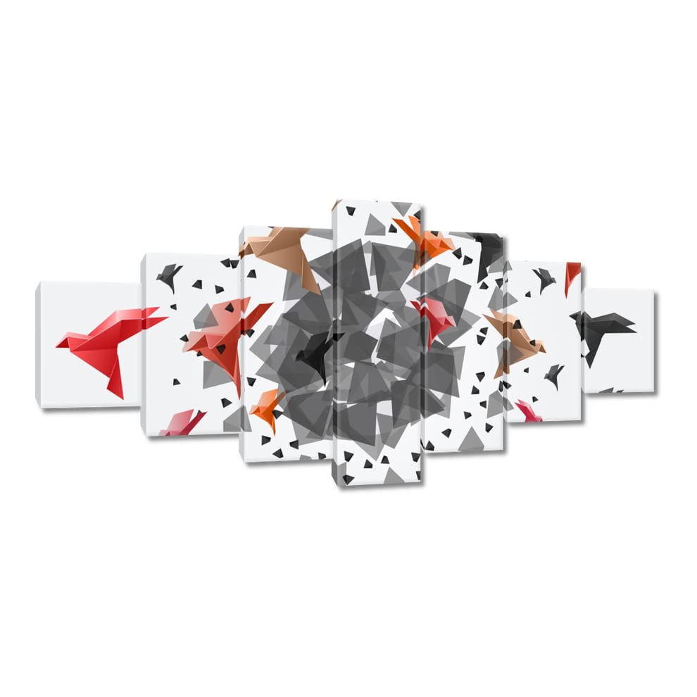 Nr. H5398M_PC7A Tableau imprimé sur toile Motif origami oiseaux 210 x 100 cm