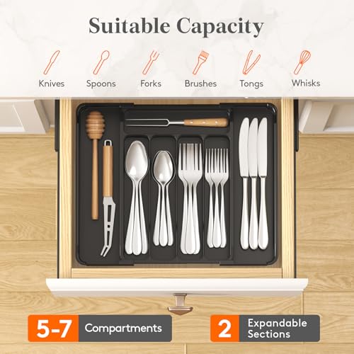 Lifewit Silverware Organizer for Drawer, Expandable Utensil Tray