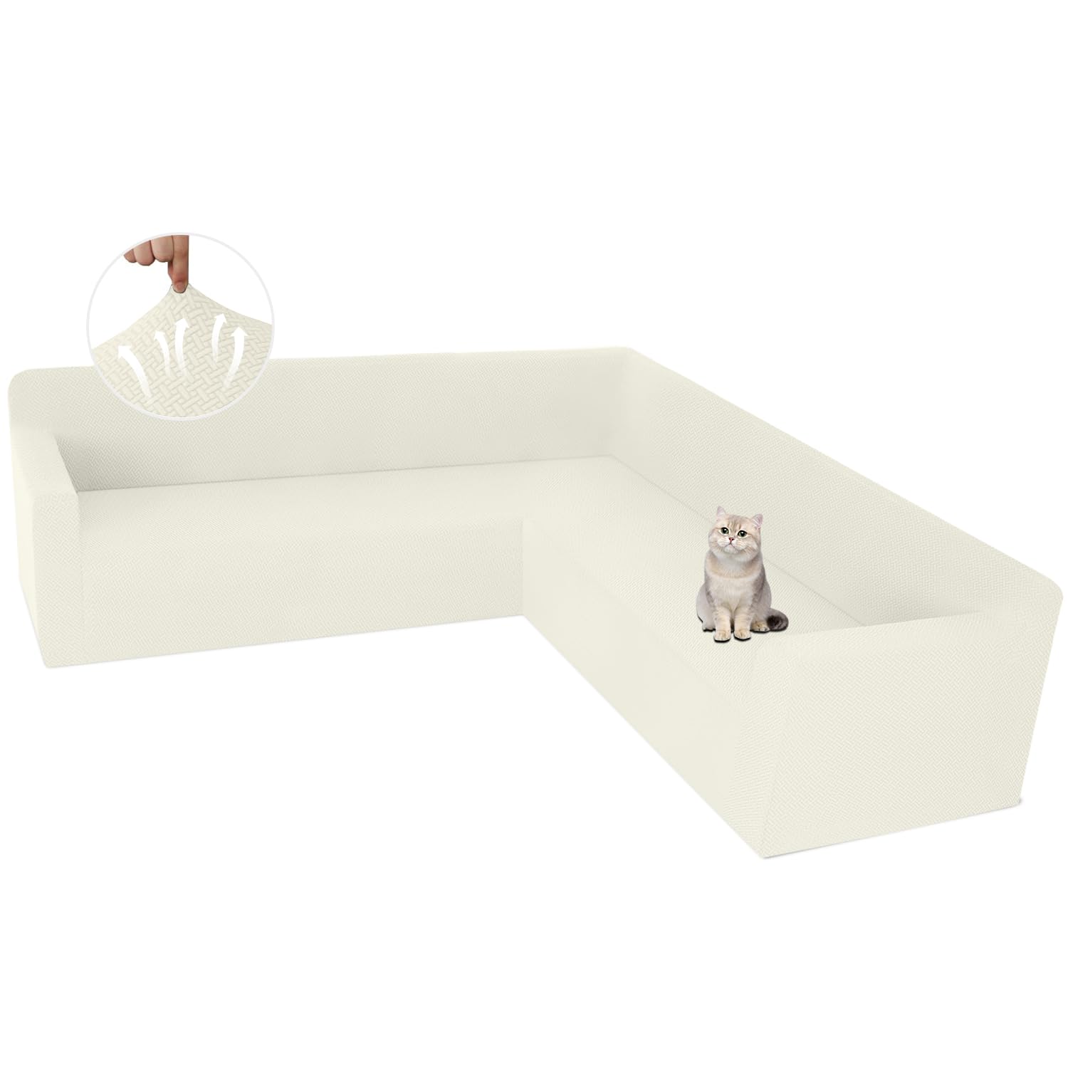 ALIECOM Stretch Corner Sectional Couch Covers L Shape Sofa Covers Washable Sectional Slipcovers U Shape Jacquard Living Room Pet Dogs Furniture