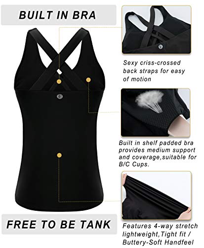 Image of RUNNING GIRL Sports Bras for Women,Padded Strappy Sports Bras Criss-Cross Back Medium Support Sports Bras with Removable Cups