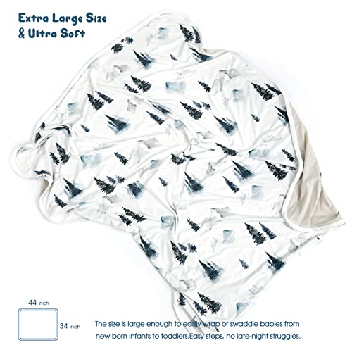 Image of GRSSDER Baby Blankets Super Soft Jersey Knit Swaddle Blanket for Baby Girls and Boys, Double Layer Receiving Blankets 34 x 44 Inches Extra Large for Swaddling, Wild Forest Pattern