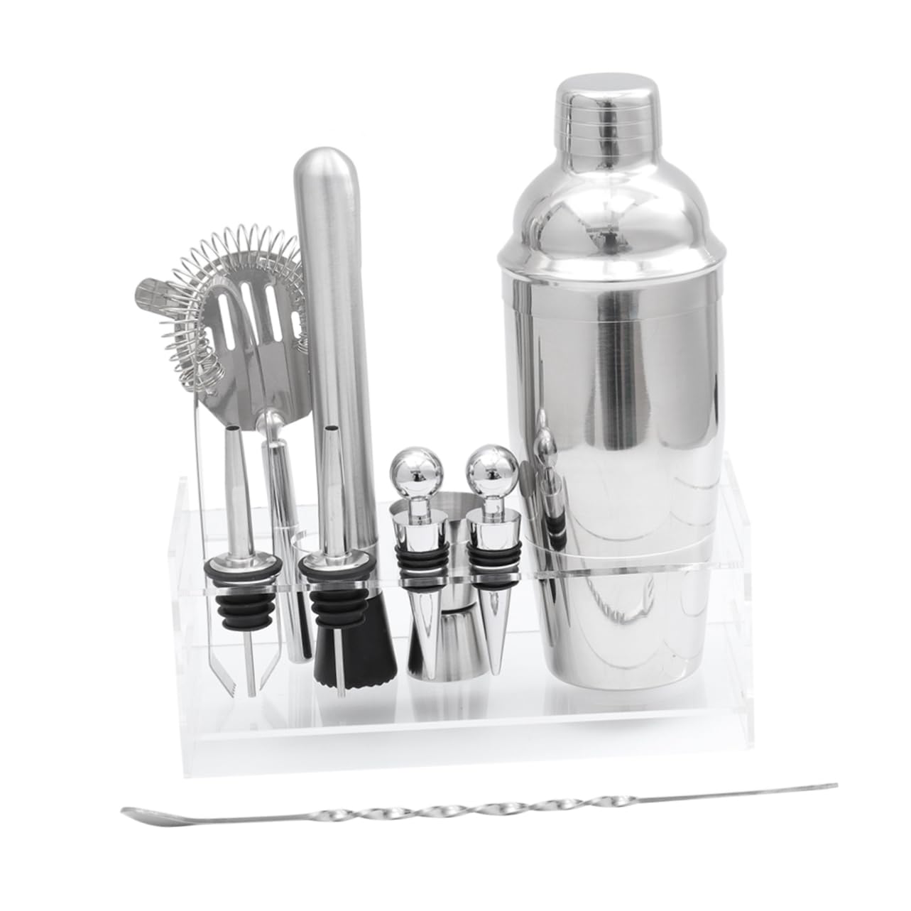 Coffret Shaker à Cocktail en Acier Inoxydable 12 Pièces Cadeau Idéal de Bar