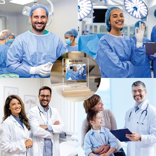 Image of Giftplease Best Doctor Photo Plaque with Wooden Stand | Personalised Gift for Doctors | Thank You Gift for Medical Professionals | Home Office Table Decor |Appreciation Frame for Doctor DCT 05