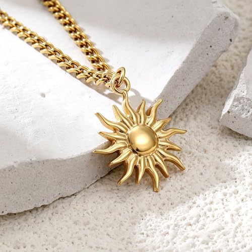 Image of GINAZL Sun Necklace for Men Mens Necklaces Anniversary Birsthday Gifts for Men Him Boyfriends Summer Surfer Pendant Necklaces