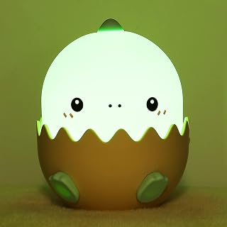 Nightlight for Children - Dinosaur Night Light Nursery Night Lamp Cute Light Egg Lamp Silicone LED Light Color Changing Squishy Light Birthday Christmas Gift with USB Rechargeable for Kids Baby Boys Girls Toddlers Bedroom (Green)…