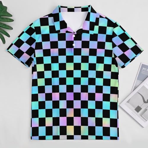 Polo de golf pour homme imprimé à carreaux irisé - 3