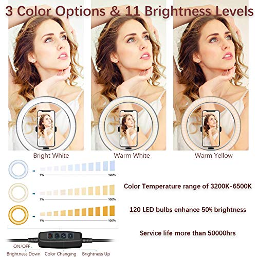 Anel de luz com suporte OEBLD Selfie Light Ring com tripé para iPhone e suporte de telefone para fot