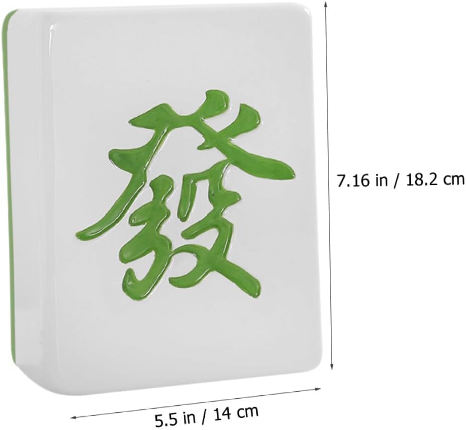 Ceramic Mahjong Piggy Bank Money Holder for Bedroom Coin Storage Container Creative Jade-Colored Savings Bank for Cash Organization