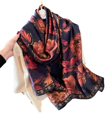TrendzAuraStylish Classic Floral Silk Scarf for Women - Full Size Shawl Wrap Dupatta, 90 x 180 CM