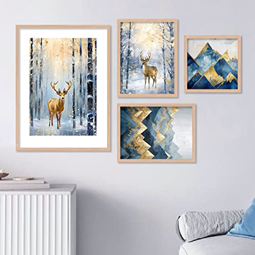 Image of kotart Aesthetic Modern Wall Decor Paintings with Frame for Home Decoration - Painting for Living Room Bedroom - Painting for Wall Decoration (14 x 18 inch) Set of 4 (Classic Wall Painting, 15)