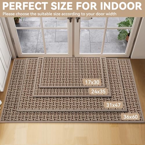 Image of YDKGL Door Mat 24 inchx35 inch, Dirt Resistant and Absorbent, Non-Slip Rubber Backing Floor Mats, Easy Clean Low-Profile Doormat for Entryway, Front Door, Inside Entrance, Brown