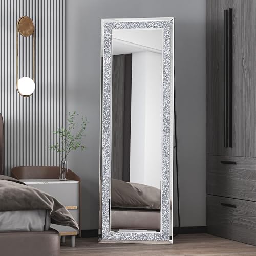 Image of Floor Mirror Full Length 18x59 Inch, Full Body Mirror with Frame, Wall Mirrors for Wall Full Length Mirror with Stand, Standing Mirrors for Dressing Bedroom Living Room Home Decor