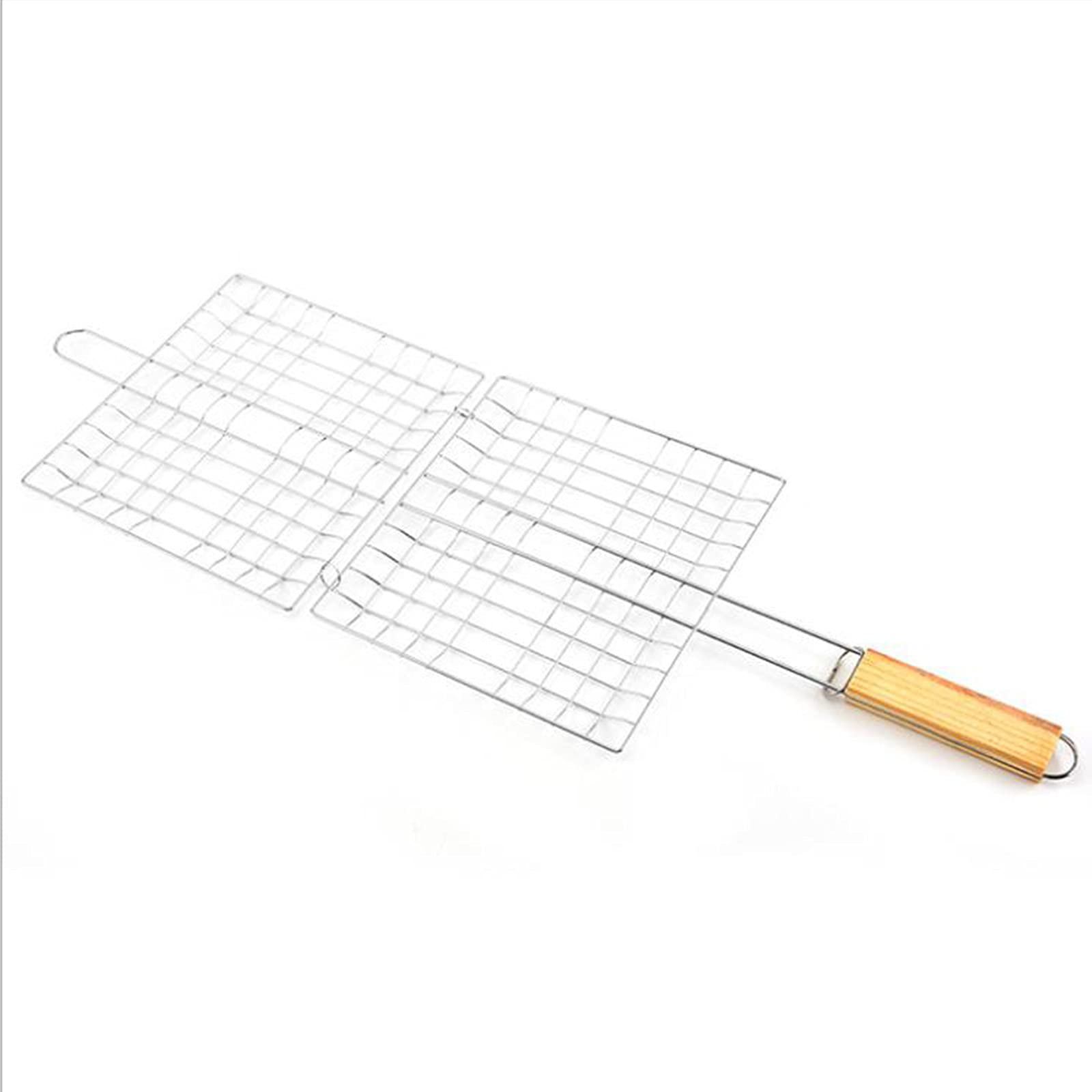 2 Pièces Grille de Barbecue Portable en Acier Inoxydable Grille de Barbecue en INOX Panier à Griller Portable Panier de Grillage en Acier Inoxydable pour Steak Crevettes à Viande Légumes Poisson Rôti