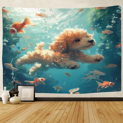 Tapisserie murale 3D Le coqapoo 180x230cm grand tissu mural déco chambre - 2