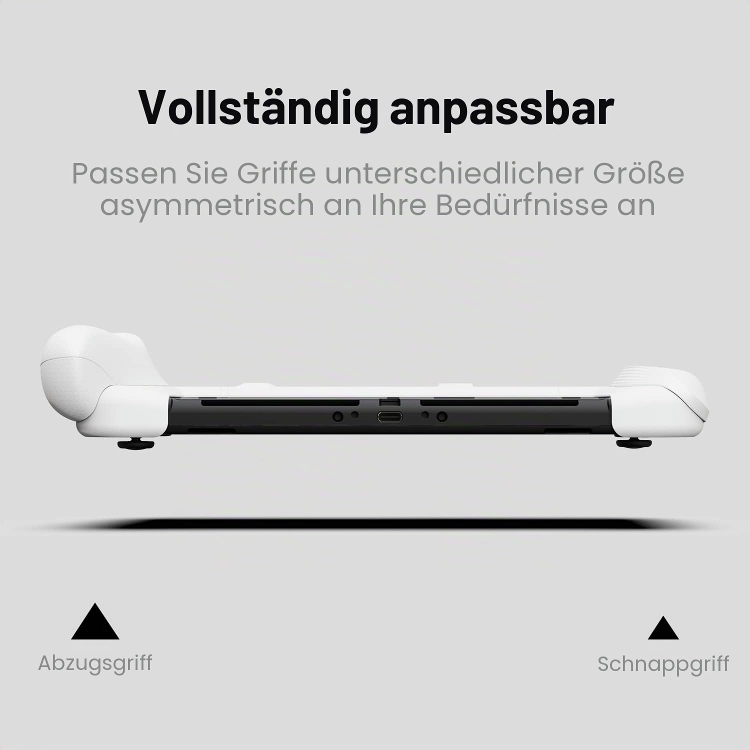 Skull & Co. NeoGrip Bundle für Nintendo Switch OLED und Regular Modell: Eine andockbare Schutzhülle mit austauschbaren Griffen [passend für alle Handgrößen] [mit Tragetasche] - OLED Weiß