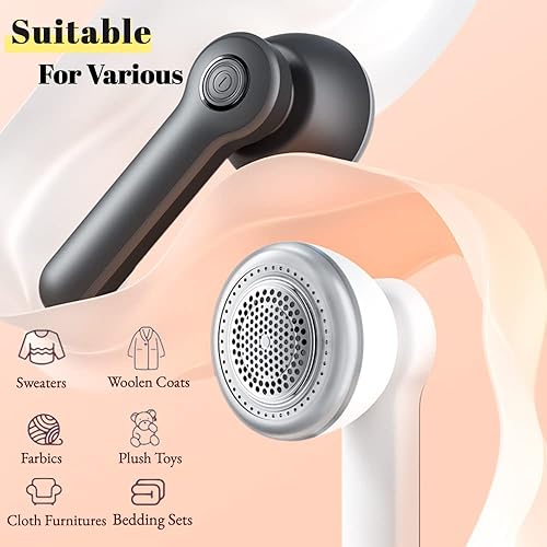 Miniatura 5 de GRUTZ Afeitadora de tela recargable con 2 cuchillas reemplazables, afeitadora de suéter con cuchillas de acero inoxidable de 3 hojas, doble