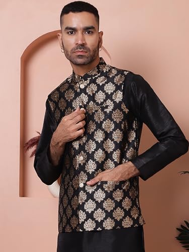 Image of Jompers Men's Woven Design Nehru Jacket.