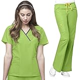Pantalones de carga con pierna acampanada; 6 bolsillos; cintura elástica media espalda; ajuste de cordón convertible permite que el cordón se pueda guardar dentro del pantalón o mostrarlo fuera de él.
