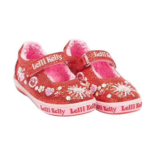 Lelli Kelly LK3860 (GD01) Dafne Red Glitter Warm Lined Canvas Uppers (9)