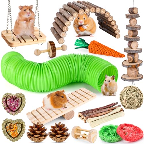 VESPRO Hamster Toys Set, Guinea Pig Toys Small Animal Chewing Toy and Rat Cage Accessories,...