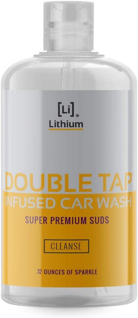Lithium Double Tap Infused Car Wash Soap – Infused with Safe Blend of Essential Oils and Eucalyptus Car Shampoo for Spotless Cleaning, Thick Foam and Showroom Shine – Lubricates While it Cleans