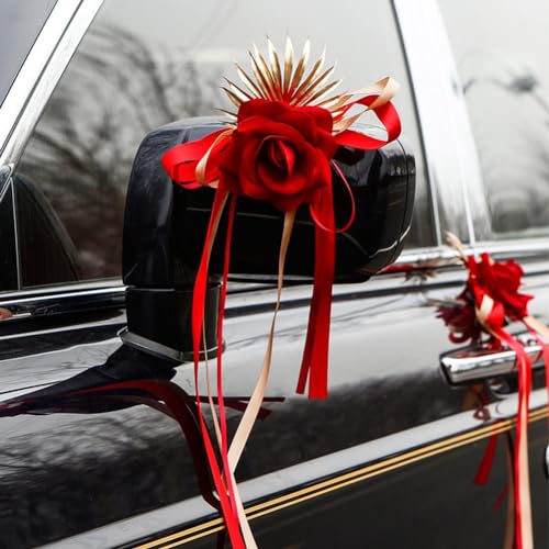 OLizee 13Pcs Car Decorations Set with Suction Cups - Wedding Party Flower Kit - Artificial Rose Flowers for Car Decor by OLizee - Image 4