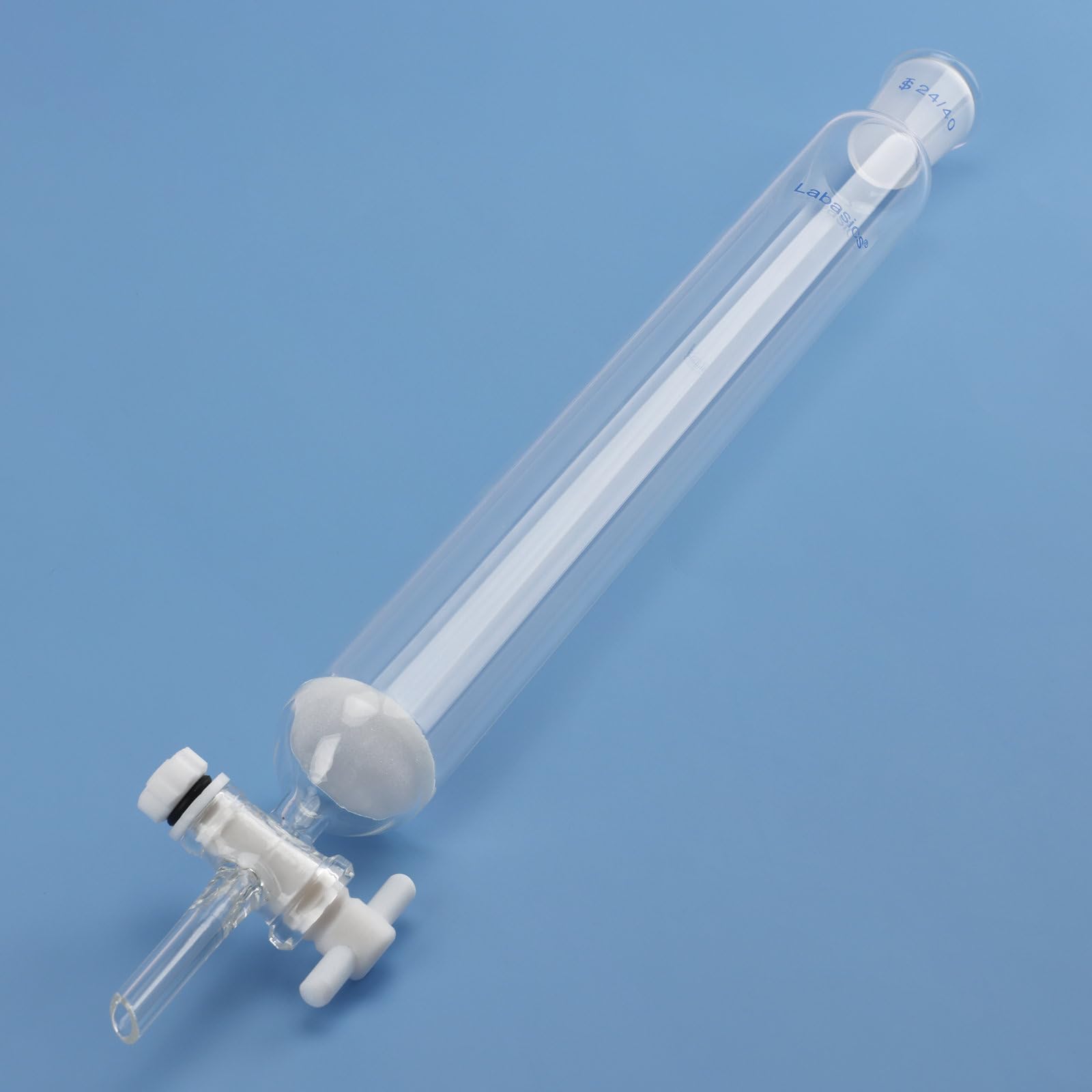 Labasics Colonna per Cromatografia in Vetro, Vetro Borosilicato 24/40 Giunto Standard Colonna per Cromatografia con Disco Fritto e PTFE Rubinetto, 300 mm Lunghezza Effettiva 40 mm Colonna O.D.