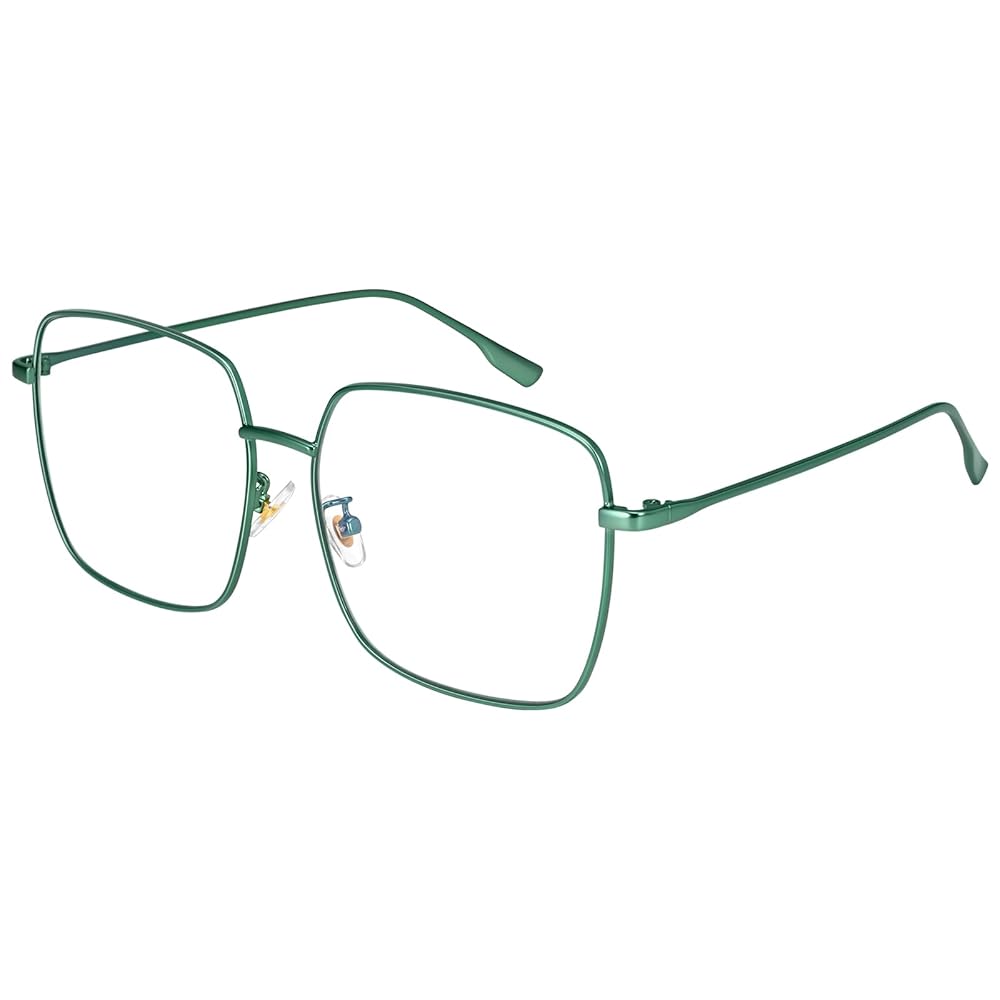 Dollger Blue Light Blocking Glasses women Oversized UV Green Fashion Bluelight Glasses matal square Eyeglasses Frame Green