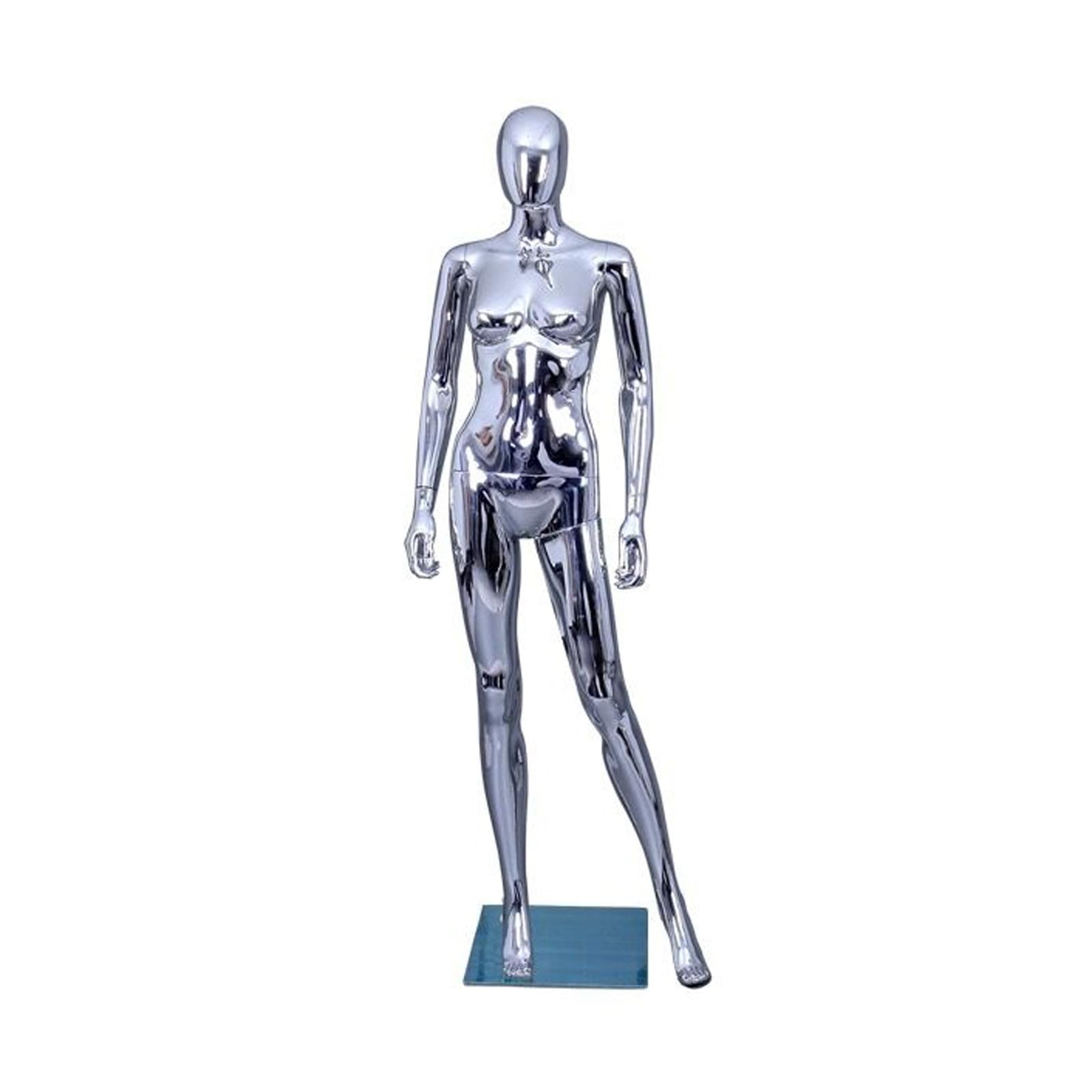 Female Mannequin Full Body, Adjustable Detachable Plating Dress Form Manikin, 69.6”Height Clothing Manikin Torso Stand with Stainless Steel Base, Gold/Silver Model Manikin Torso Stand (Color : Silver