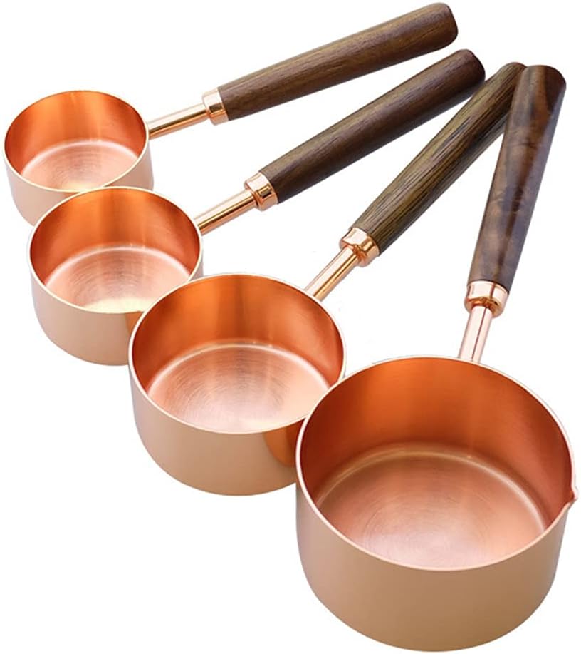 Alnicov 8PCS Measuring Cups Spoons,Stainless Steel Rose Golden Measuring Spoons for Kitchen Tool