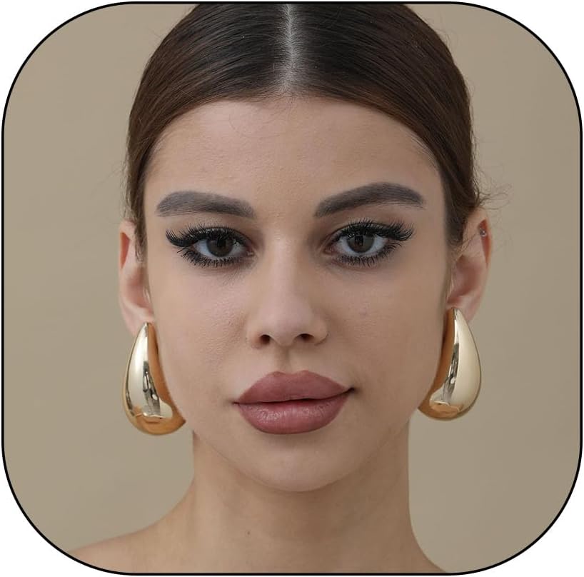 VULETO Teardrop Earrings Dupes, Gold/Silver Chunky Hoop Earrings for Women, Hypoallergenic Earring Set Drop Earrings Trendy Jewelry Gift