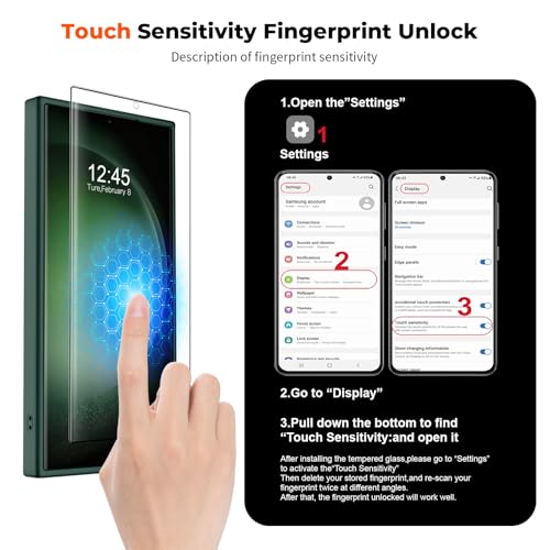 Image of SUPFINE Magnetic for Samsung Galaxy S23 Ultra Case with Screen Protector, (Built-in Magnets) (Military Grade Drop Protection) Slim Translucent Shockproof Phone Case,Forest Green