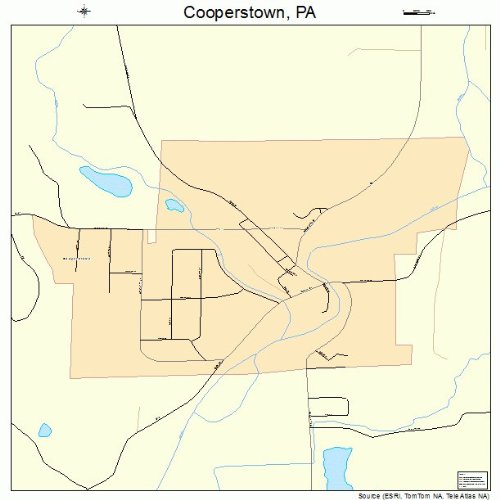 Large Street & Road Map of Cooperstown, Pennsylvania PA Printed