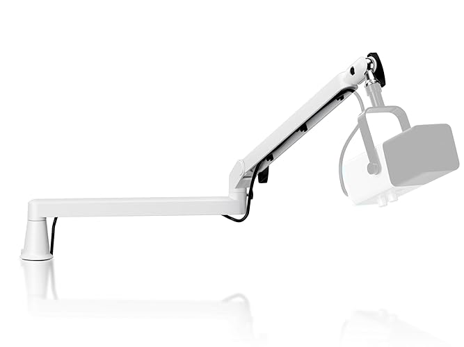Prizmora Low Profile Mic Arm Microphone Boom Arm Professional Adjustable with 15cm Riser Solid Desk Mount Clamp Cable Management Microphone Holder Stand for Podcast Streaming Gaming Mic Stand White - white