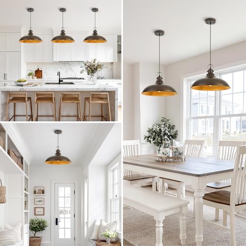 17 Inch Farmhouse Pendant Lights Kitchen Island, 1 Pack, Oil Rubbed Bronze by Refice - Used condition - Image 7