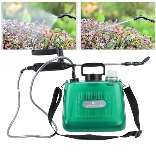 Batteriebetriebener Sprüher 8L, Upgrade-Elektrosprüher mit 4 Nebeldüsen, Wiederaufladbarem USB-Griff und Einziehbarem Stab, Unkrautwassersprüher mit Verstellbarem Schultergurt