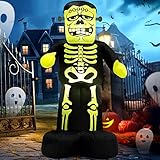 MICOCAH 2,13M Frankenstein Inflable Halloween Decoracion Exterior, Luces LED Integradas, Monstruo con Esqueleto Inflables...
