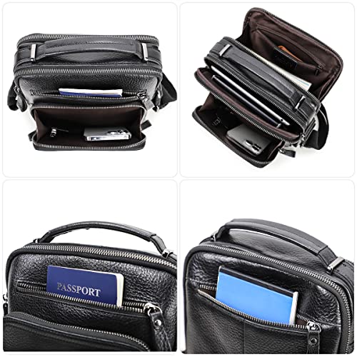 Leather Messenger Bag For Men, Messenger Bag,Genuine Leather Crossbody Bag Shoulder 9.7" iPad Bag College School Travel Handbag4