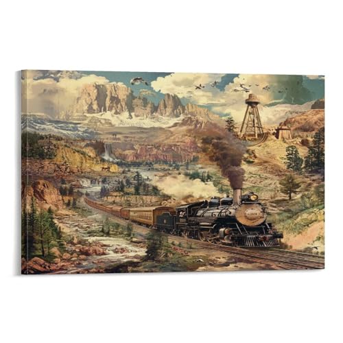 Toile train à vapeur 50x75cm pour remplacer un cadre mural vide