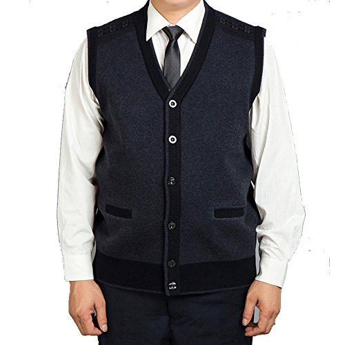 Chaleco de lana para hombre de Doxungo, para hombres de mediana edad, chaqueta de punto sin mangas, color gris oscuro, tamaño xx-large