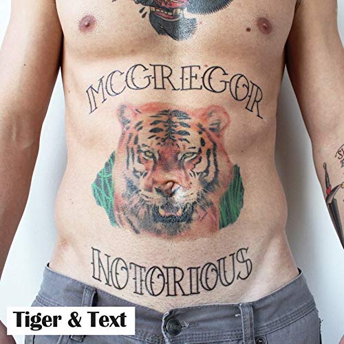 Conor McGregor Tattoos (Tiger & Text) - Conor McGregor Temporary Tattoo (Tiger & Text)